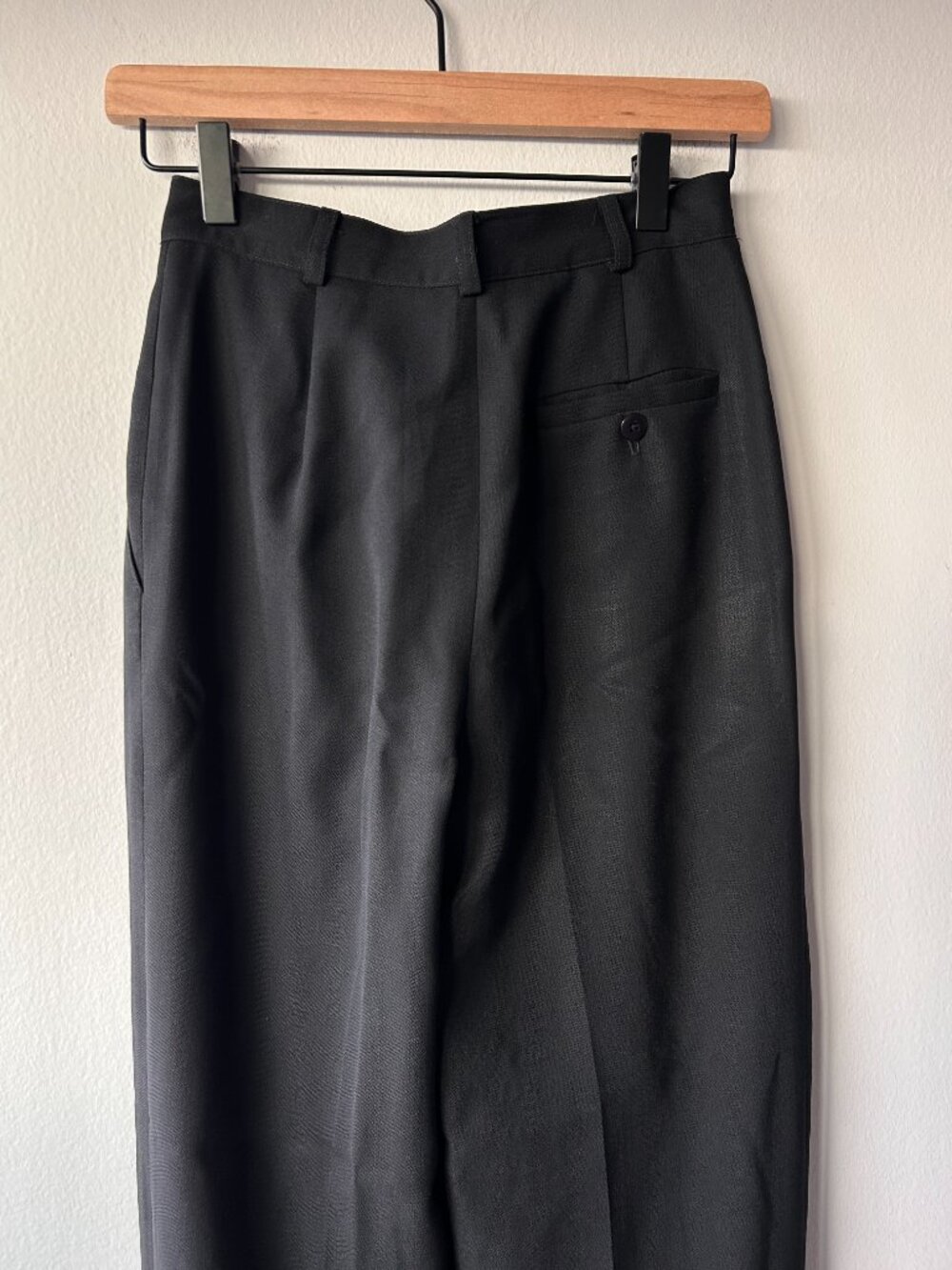 Vintage Lauren Ralph Lauren Petite 100% Worsted Wool Pleated Cuffed Pants Black - Picture 4 of 8